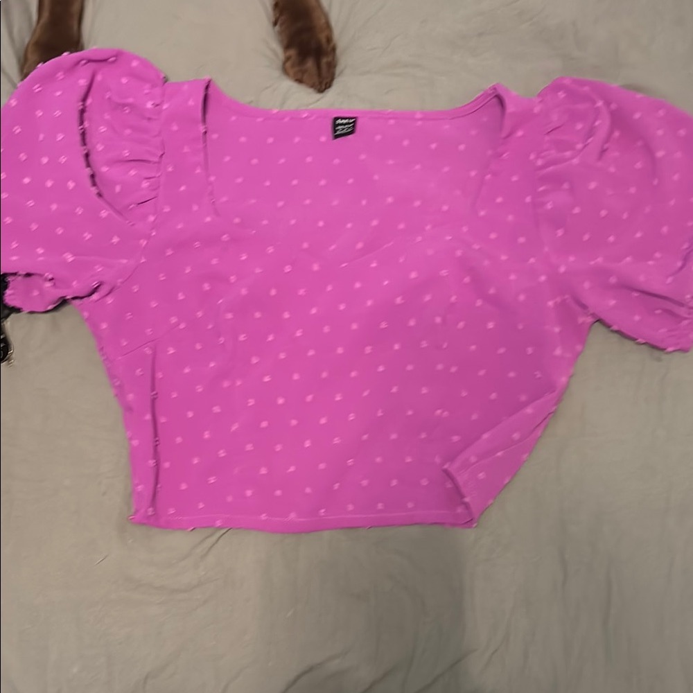 Women's Pink Puff Sleeve Top